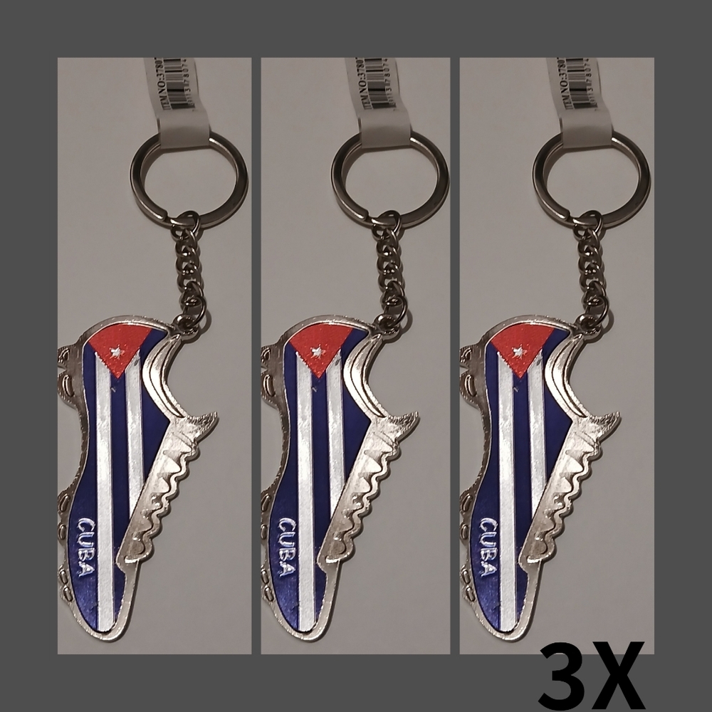 3x Cuba FLAG 🇨🇺 KEY HOLDER KEYCHAIN Keyring Sneakers